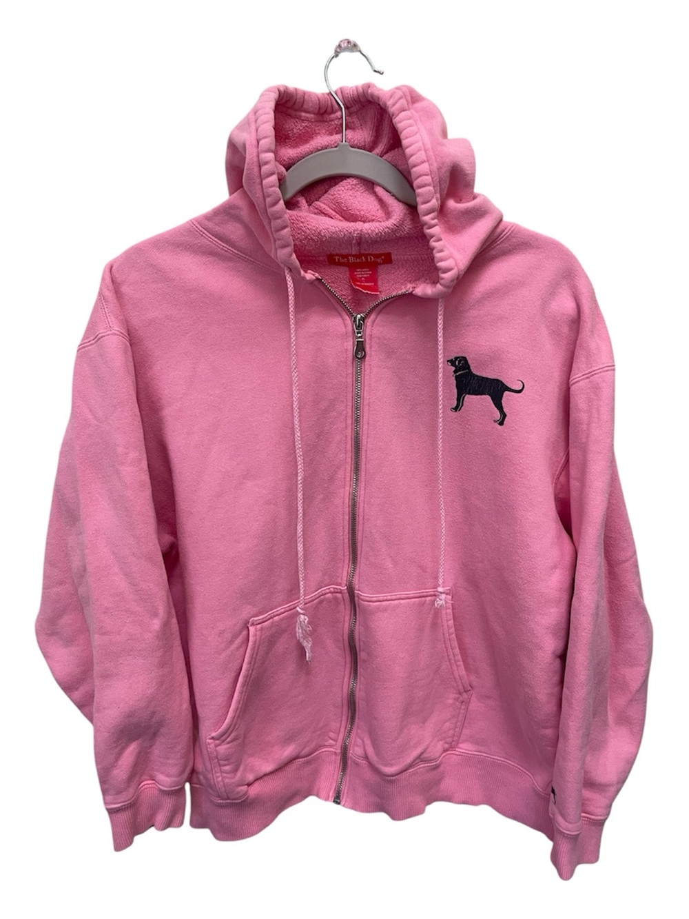 VINTAGE! The Black Dog Classic Full Zip Sweatshirt Hoodie XL in Pink 100% Cotton
